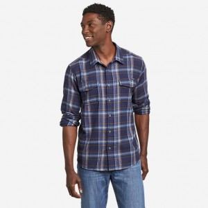 Eddie Bauer Adventurer 4S Long-Sleeve Flannel T-shirts Herren Navy | YKPM-89157