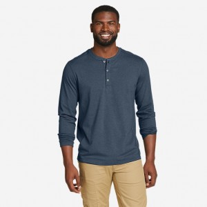 Eddie Bauer Adventurer® Long-Sleeve Henley T-shirts Herren Indigo | BTAF-64831