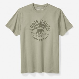 Eddie Bauer Bauer Pacific Northwest Bear T-shirts Herren Olivgrün | JWTV-37280