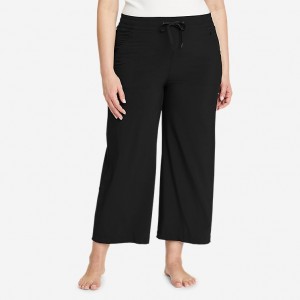 Eddie Bauer Departure Weite Leg Crop Hose Damen Schwarz | JEGS-46937