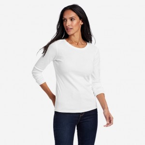 Eddie Bauer Favorite Long-Sleeve Crewneck T-shirts Damen Weiß | NDPG-96847