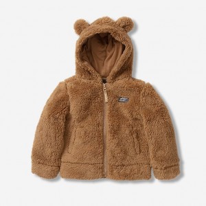 Eddie Bauer Fleece Plush Mit Kapuze Jacken Mädchen Khaki | RWTH-36510