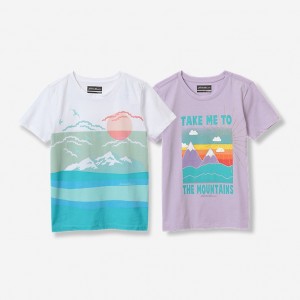 Eddie Bauer Graphic Kurzes-Sleeve - 2-Pack T-shirts Mädchen Weiß | YOJS-58394