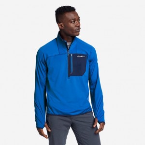 Eddie Bauer High Route Grid 1/2-Zip Mock Neck Fleece Herren Blau | LKJZ-36479