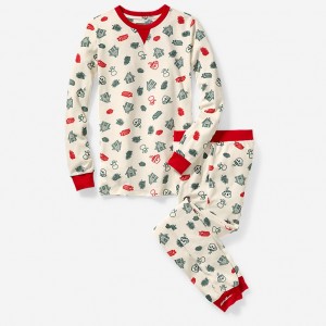 Eddie Bauer Quest Fleece Set – Print Nachtwäsche Jungen Weiß | UMXA-27843