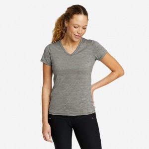 Eddie Bauer Resolution Kurzes-Sleeve V-Neck T-shirts Damen Aprikose | VZQK-28034