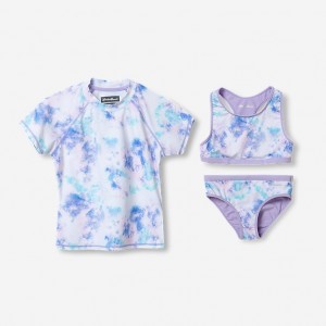 Eddie Bauer Sea Spray Kurzes-Sleeve 3-Piece Swim Set T-shirts Mädchen Lavendel | OLXP-98250