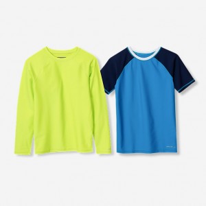 Eddie Bauer Sea Spray Kurzes-Sleeve, Long-Sleeve Rashguard 2 T-shirts Jungen Grün | IYOG-01572