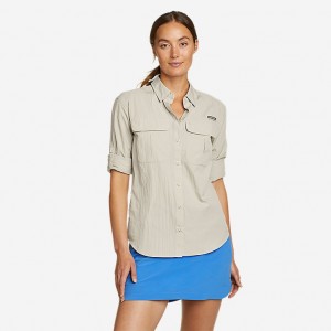 Eddie Bauer UPF Guide Long-Sleeve Hemd Damen Grau | MSAD-61349