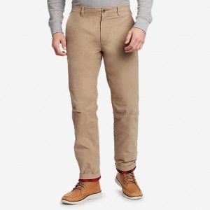 Eddie Bauer Voyager Flex Fleece-Gefütterte Chino Hose Herren Hellkhaki | RACF-63459