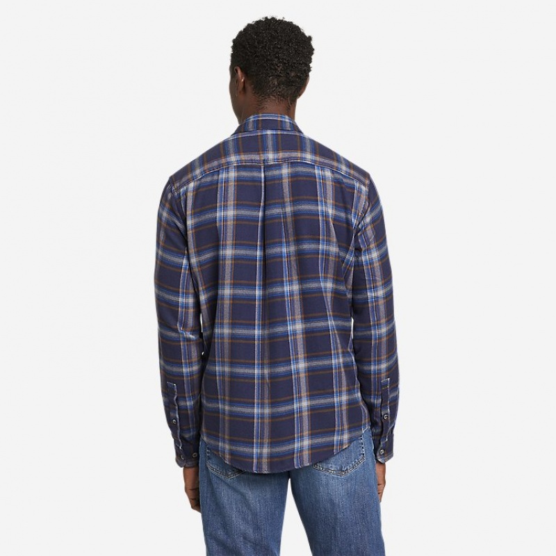 Eddie Bauer Adventurer 4S Long-Sleeve Flannel T-shirts Herren Navy | YKPM-89157