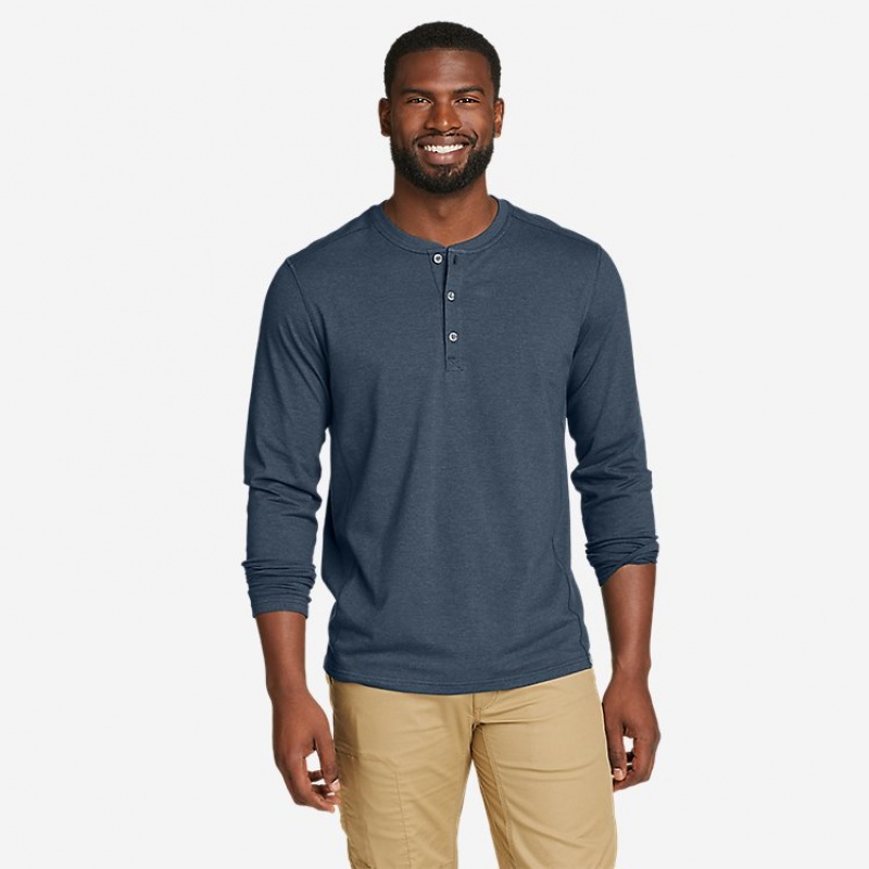 Eddie Bauer Adventurer® Long-Sleeve Henley T-shirts Herren Indigo | BTAF-64831