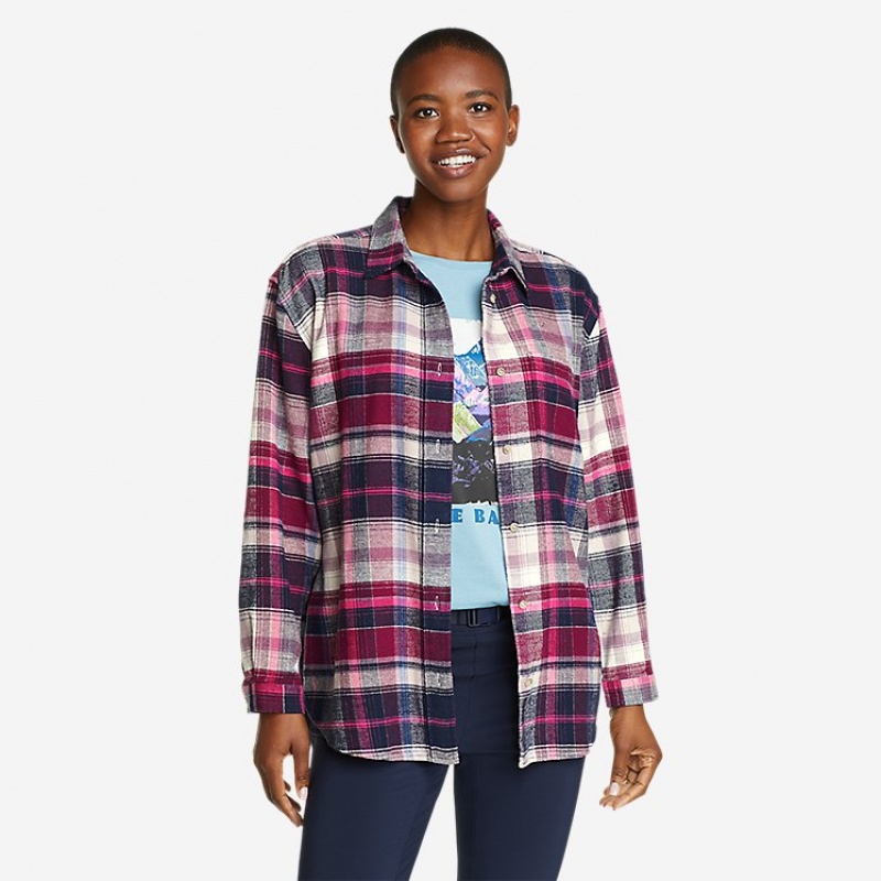 Eddie Bauer Ballard Flanell Tops Damen Bordeaux | XIJO-46571