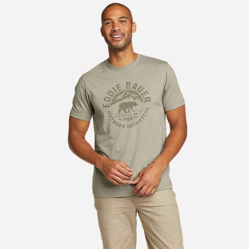 Eddie Bauer Bauer Pacific Northwest Bear T-shirts Damen Olivgrün | VMEK-15493