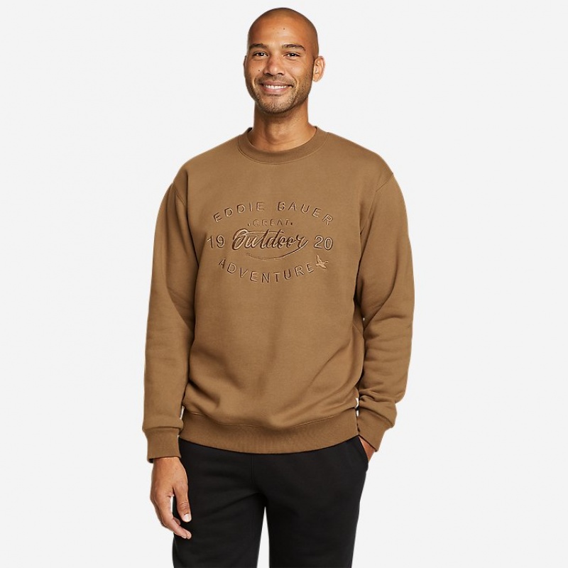 Eddie Bauer Bauer Signature Crewneck Graphic - Outdoors Sweatshirts Herren Gelb | OFTU-59716