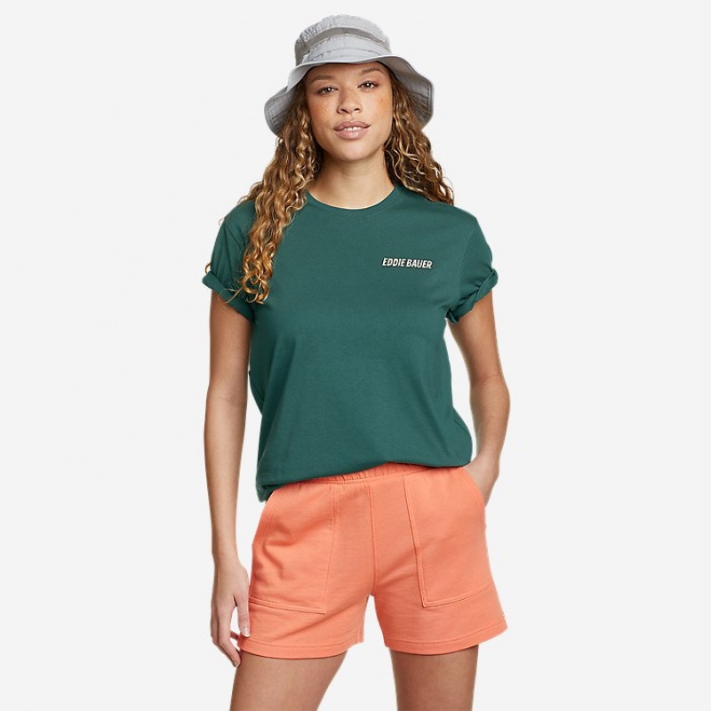 Eddie Bauer Camp Scene Graphic T-shirts Damen Grün | YWXQ-68031