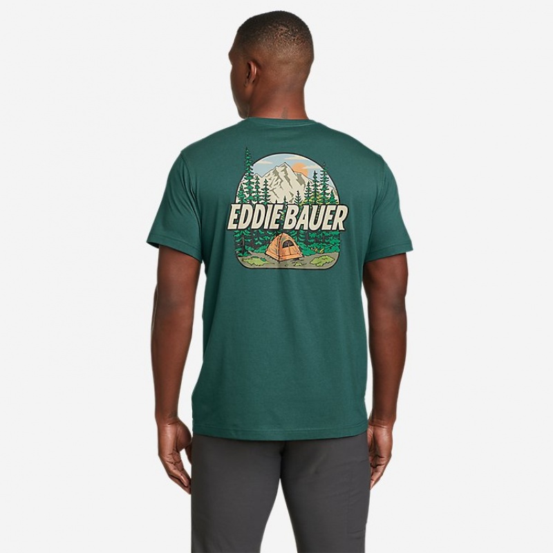 Eddie Bauer Camp Scene Graphic T-shirts Damen Grün | YWXQ-68031