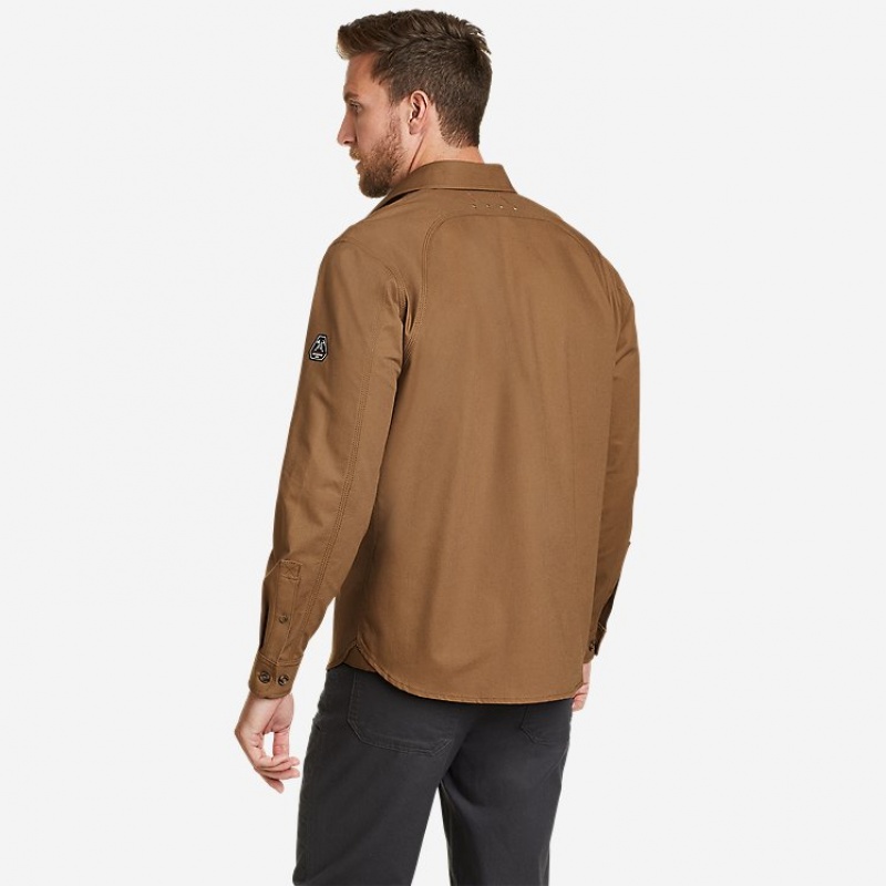 Eddie Bauer Capacitor Flex Canvas Arbeits Hemd Herren Gelb | EAHJ-61297