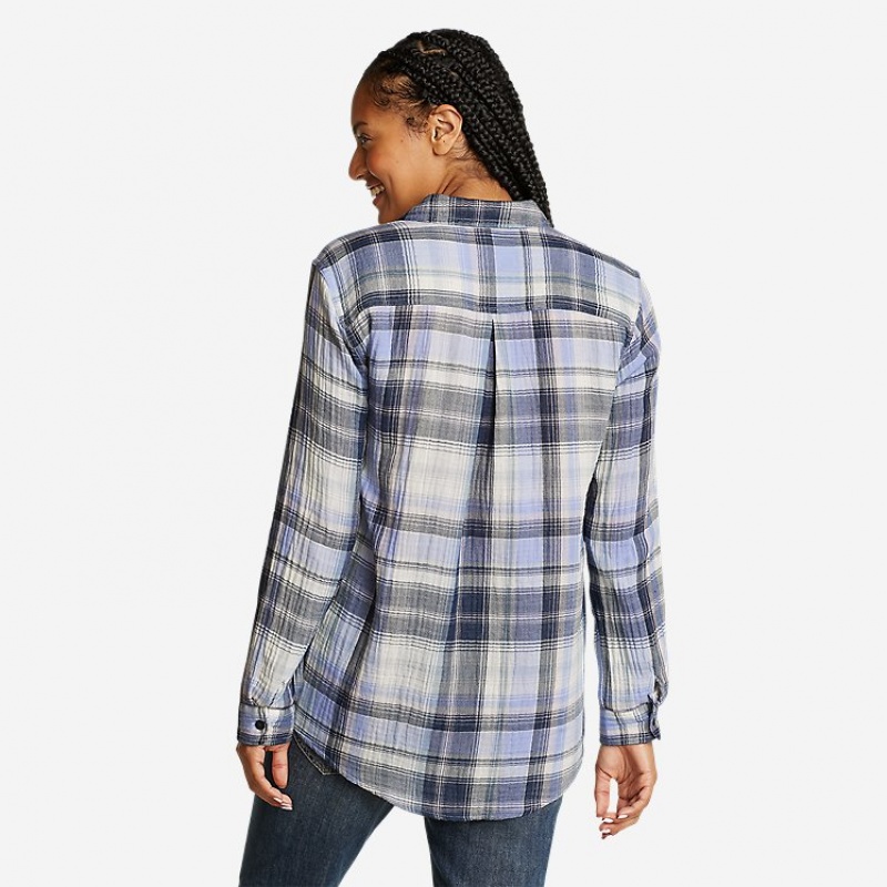 Eddie Bauer Carry-On Long-Sleeve Button-Down Hemd Damen Blau | TODC-58146