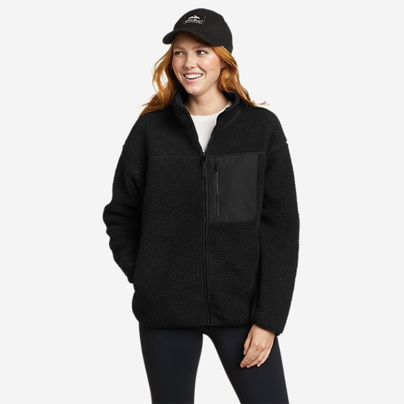 Eddie Bauer Chilali Faux Shearling Fleece Jacken Damen Schwarz | ZUQB-60951