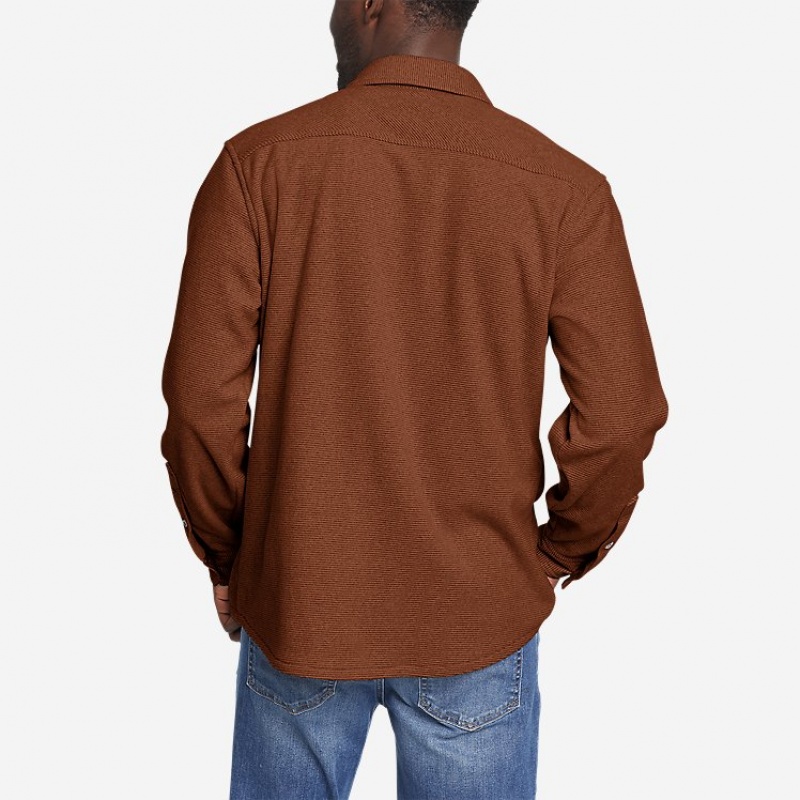 Eddie Bauer Chutes Microfleece - Stripe Hemd Herren Orange | SVUA-96480