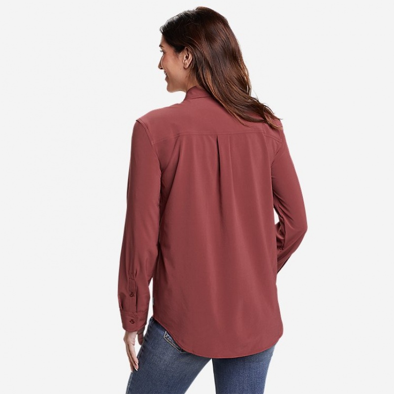 Eddie Bauer Departure 3 Long-Sleeve Hemd Damen Bordeaux | HFKA-46927