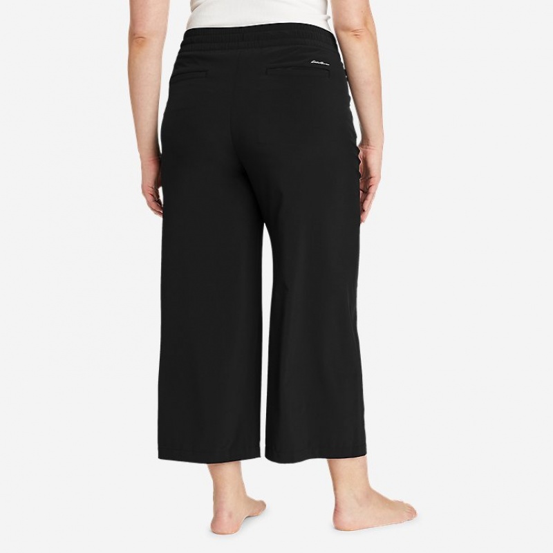 Eddie Bauer Departure Weite Leg Crop Hose Damen Schwarz | JEGS-46937