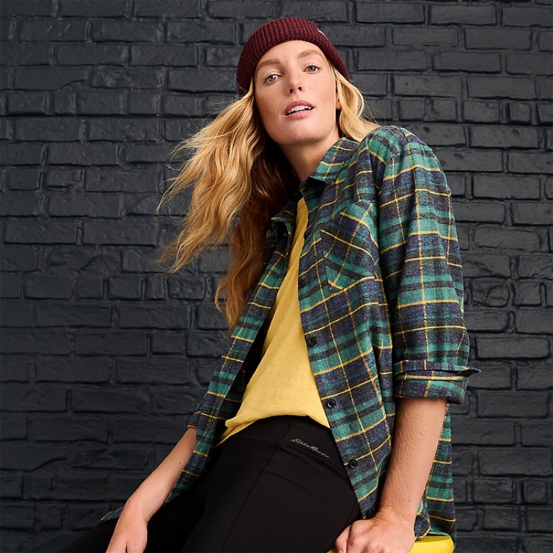 Eddie Bauer EB Hemplify Flannel Hemd Damen Grün | WXQB-48097