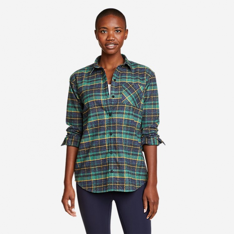 Eddie Bauer EB Hemplify Flannel Hemd Damen Grün | WXQB-48097