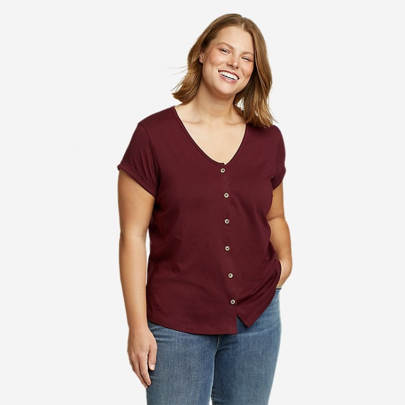 Eddie Bauer Everyday Essentials Button-Front Tanktop Damen Bordeaux | NIDF-38917