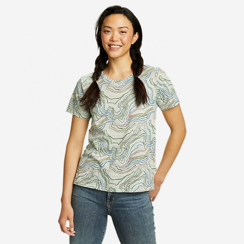 Eddie Bauer Everyday Essentials Kurzes-Sleeve - Printed T-shirts Damen Hellgrün | TAHX-79608