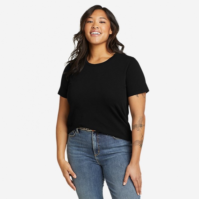 Eddie Bauer Everyday Essentials Kurzes Sleeve Solid - T-shirts Damen Schwarz | FEVC-92603