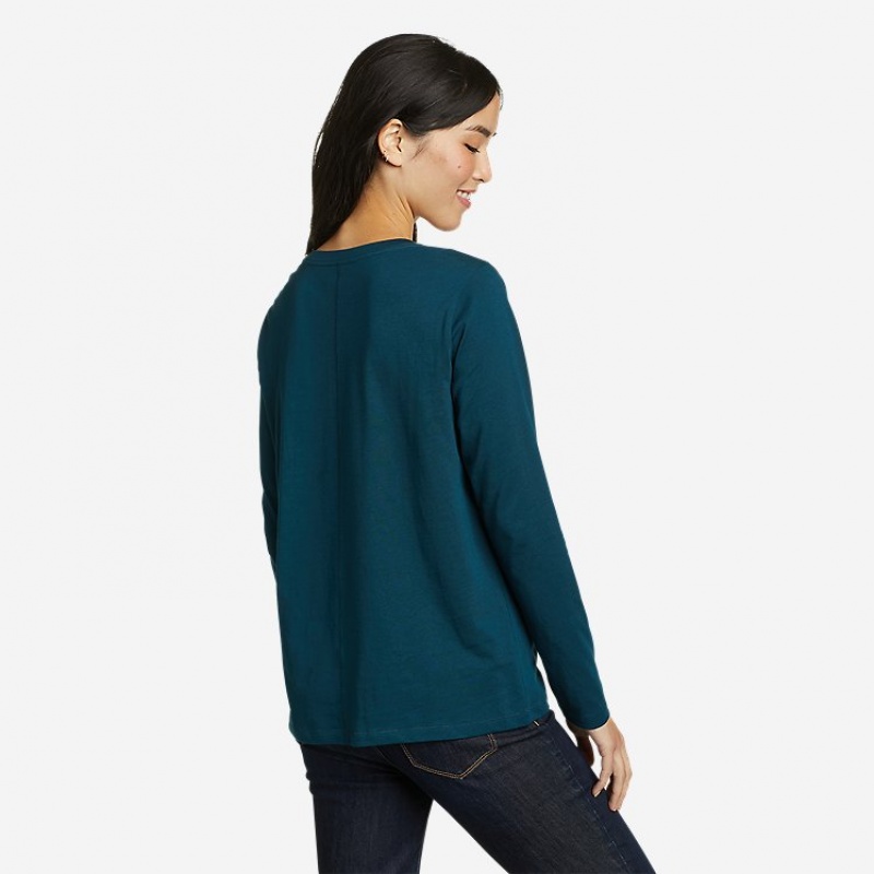 Eddie Bauer Everyday Essentials Long-Sleeve Crewneck Tanktop Damen Pfauen | GJCT-62173