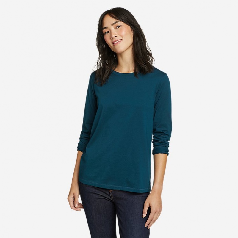 Eddie Bauer Everyday Essentials Long-Sleeve Crewneck Tanktop Damen Pfauen | GJCT-62173