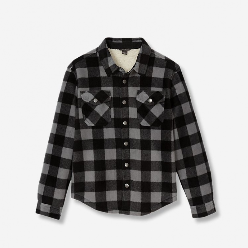 Eddie Bauer Faux Shearling-Gefütterte Shirt Jacken Jungen Schwarz | MXOP-81325