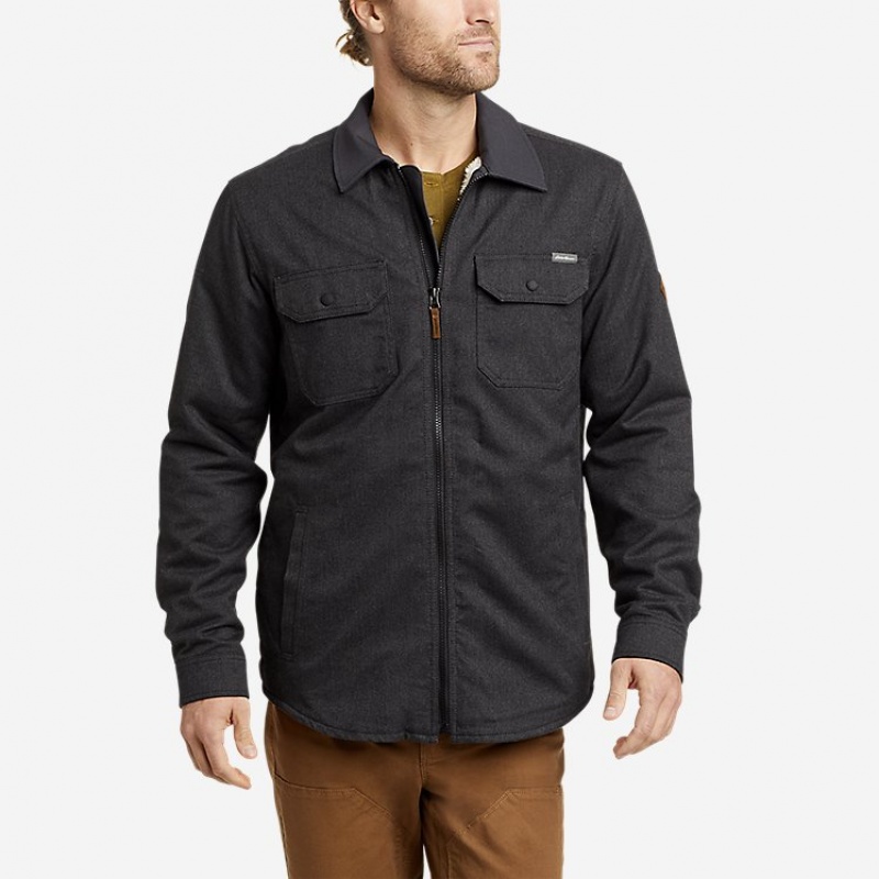 Eddie Bauer Favorite Faux Shearling-Gefütterte Flannel Shirt Jacken Herren Grau | XDKB-80974