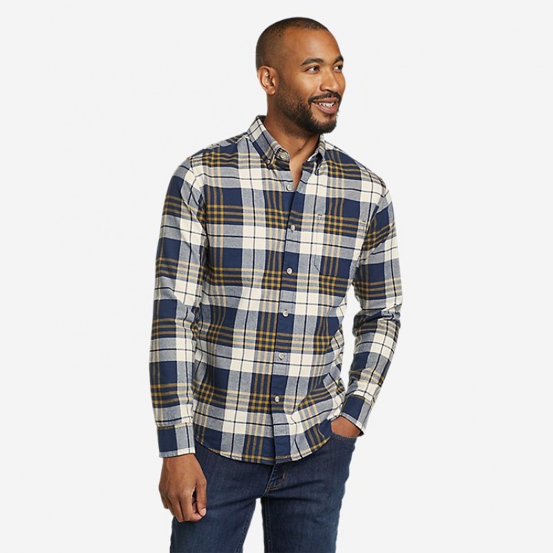 Eddie Bauer Favorite Shirt - Slim Flanell Tops Herren Schwarz Weiß | YEBS-51684