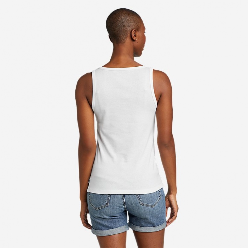 Eddie Bauer Favorite V-Neck - Solid Tanktop Damen Weiß | WEIF-36072