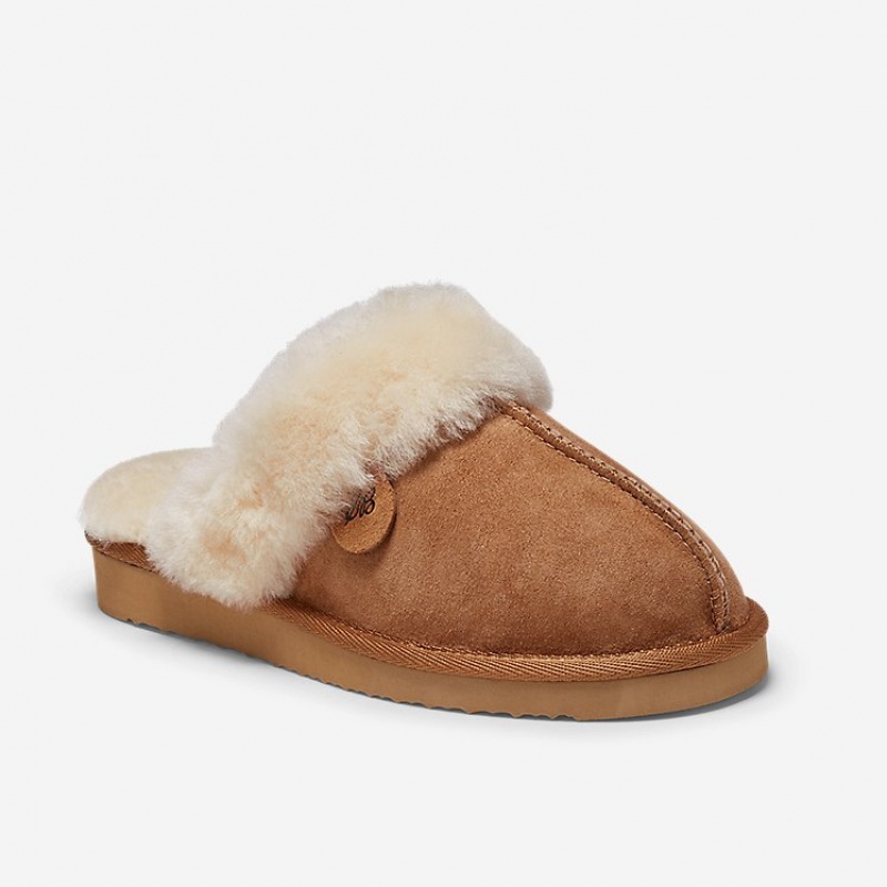 Eddie Bauer Firelight Shearling Scuff Hausschuhe Damen Braun | VLBX-40382