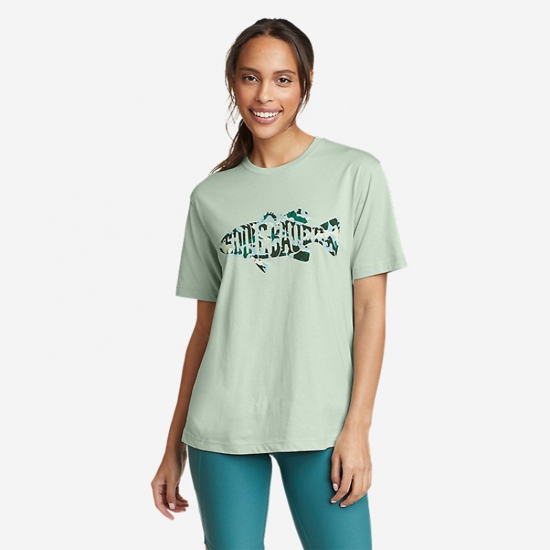 Eddie Bauer Fish Graphic T-shirts Damen Grün | NGCW-70951