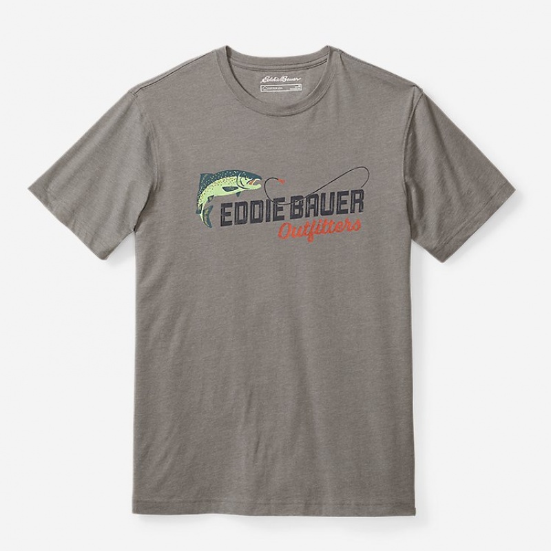 Eddie Bauer Fish Graphic T-shirts Herren Grau | QBAY-79034