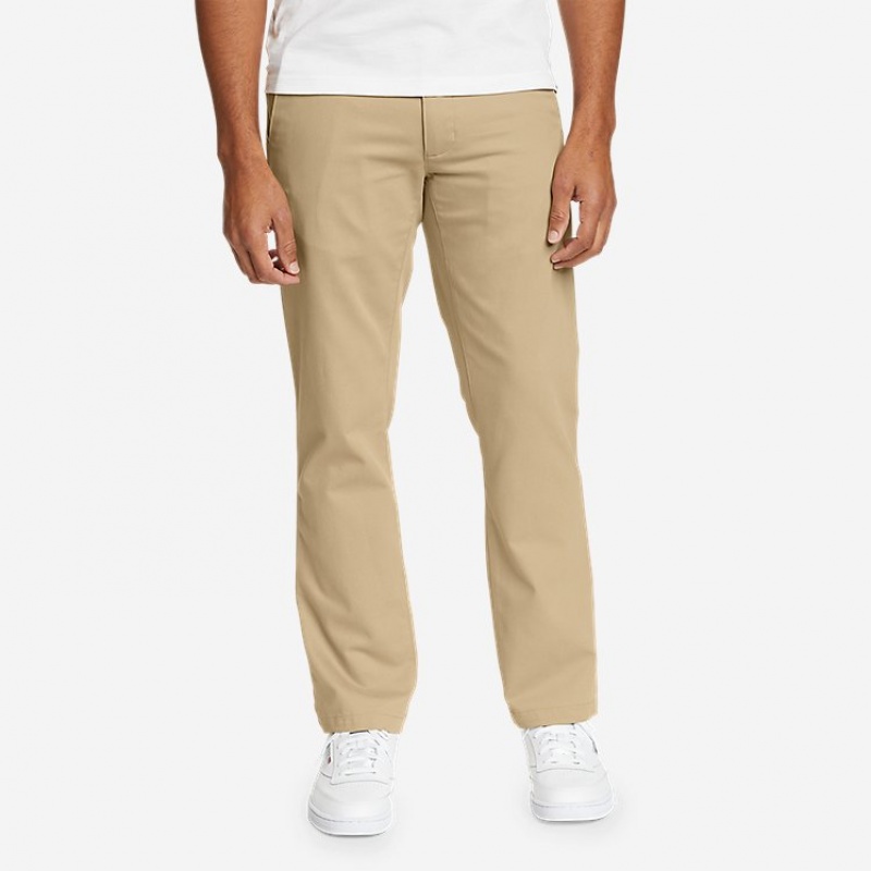 Eddie Bauer Flex Wrinkle-Resistant Sport Chinos - Klassische Hose Herren Hellkhaki | WEAN-36589