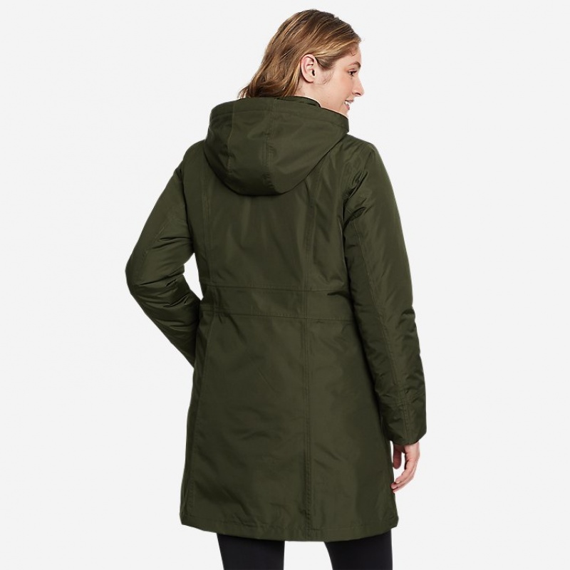 Eddie Bauer Girl On The Go Insulated Trench Mantel Damen Dunkelolivgrün | OGFU-32470