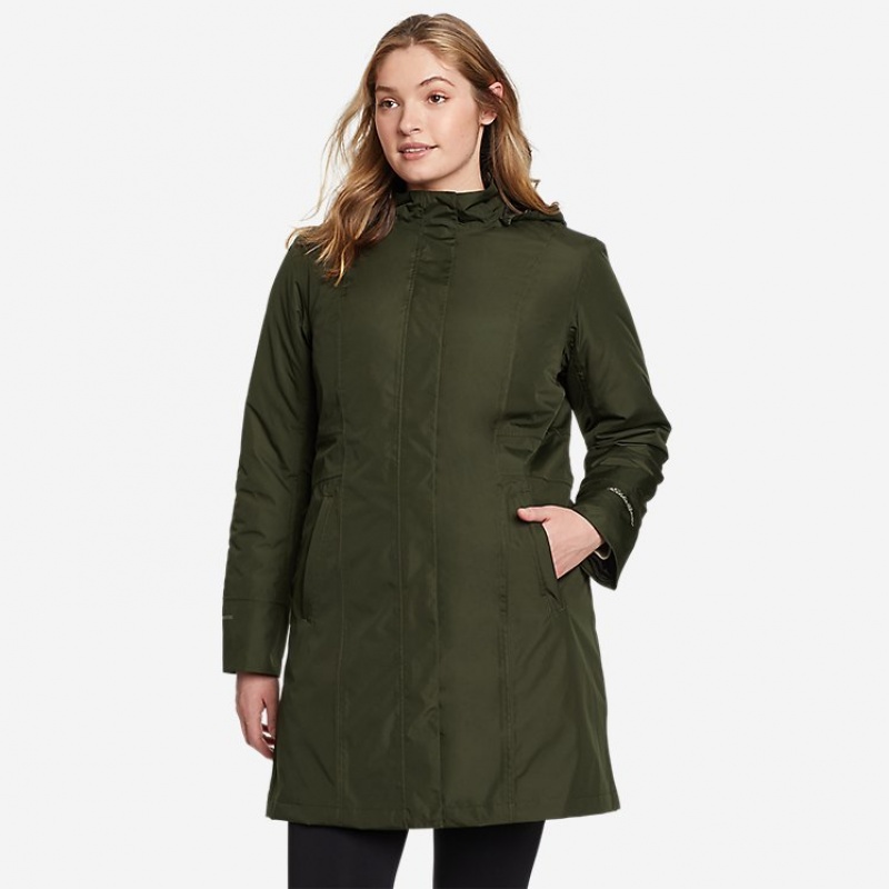 Eddie Bauer Girl On The Go Insulated Trench Mantel Damen Dunkelolivgrün | OGFU-32470