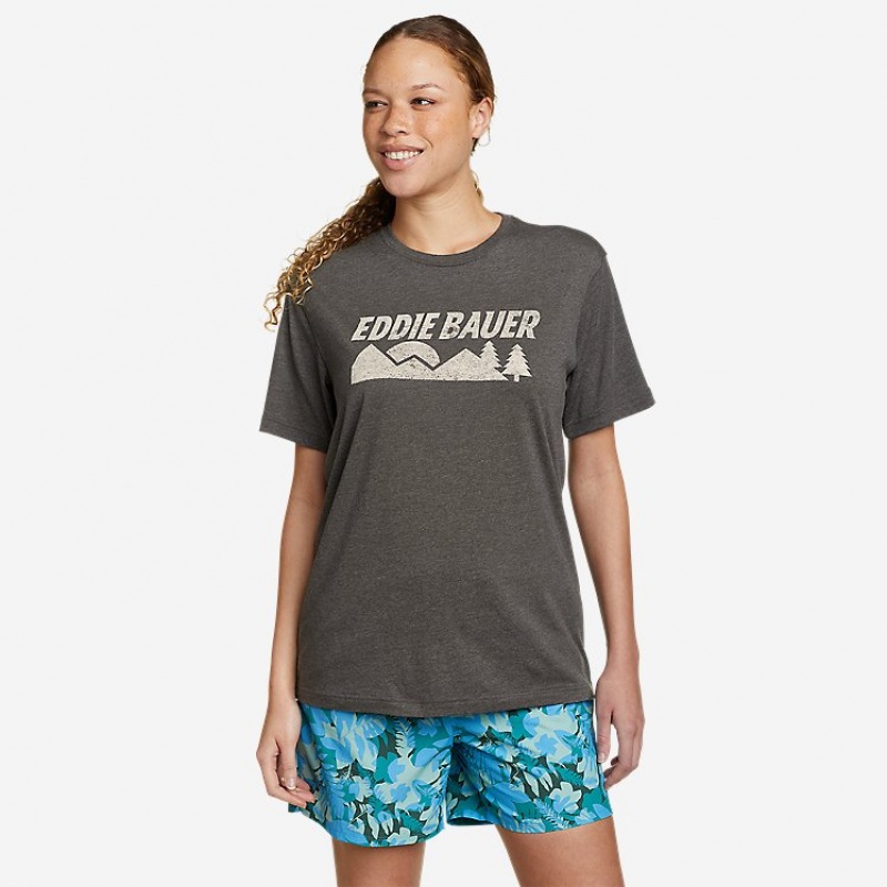 Eddie Bauer Graphic Kurzes-Sleeve - Retro Mountain T-shirts Damen Grau | HCMI-73814