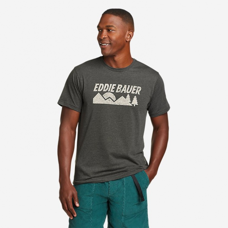 Eddie Bauer Graphic Kurzes-Sleeve - Retro Mountain T-shirts Herren Grau | YRBM-64108