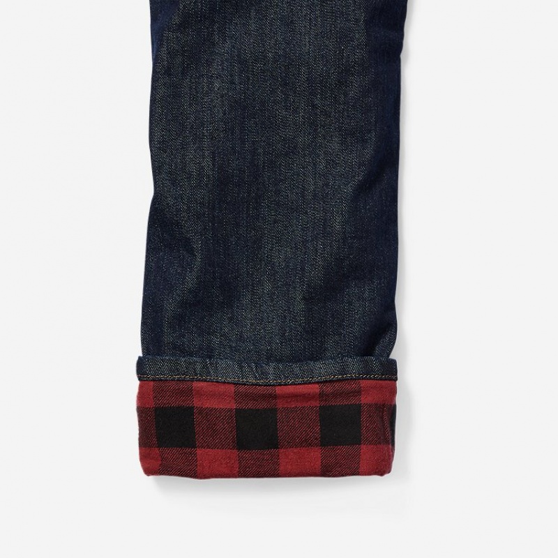 Eddie Bauer H2Low Flex Flannel-Gefütterte Jeans Herren Blau | ERNA-74531