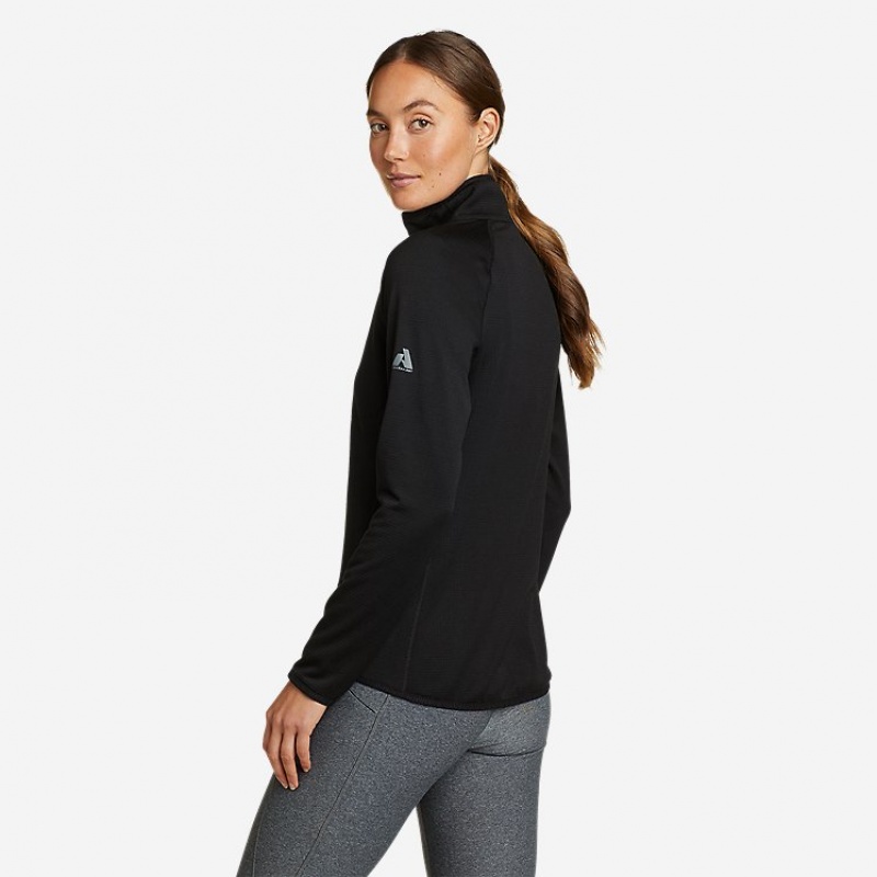 Eddie Bauer High Route Grid 1/4-Zip Fleece Damen Schwarz | DMNA-84219