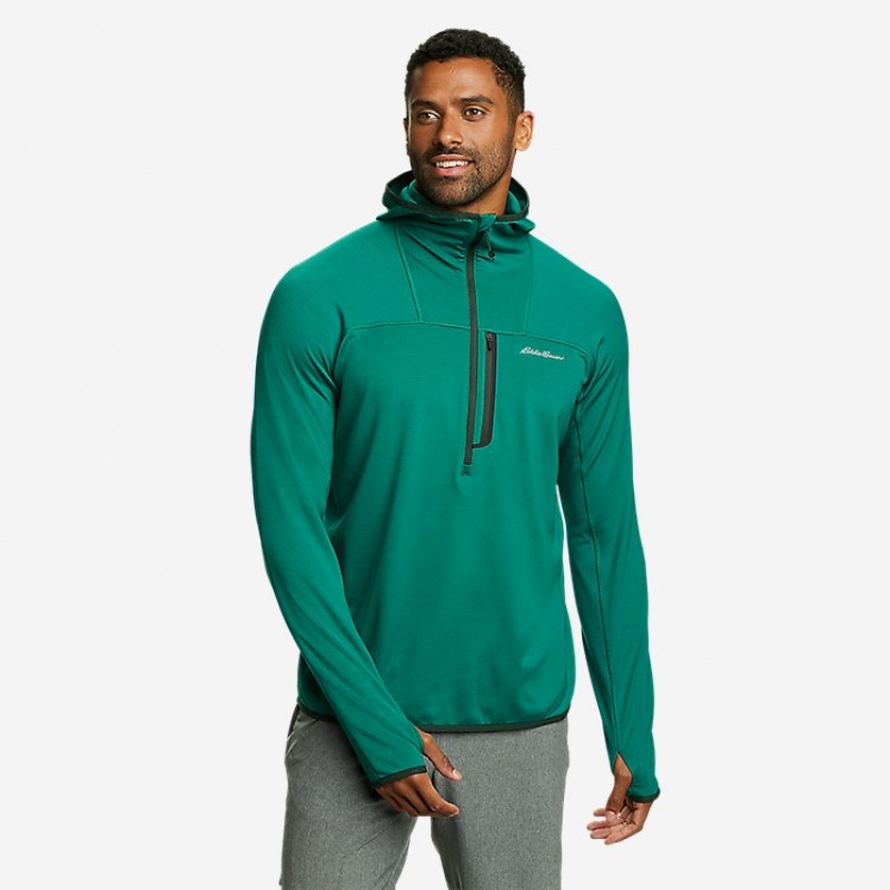 Eddie Bauer High Route Grid Fleece 1/2-Zip Hoodie Herren Mintfarben | BSCW-21967