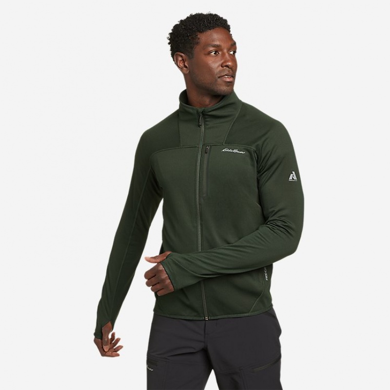 Eddie Bauer High Route Grid Full-Zip Mock Neck Fleece Herren Dunkelolivgrün | DRVX-68549